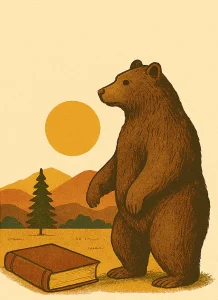 Bear, Book and Sun graphic